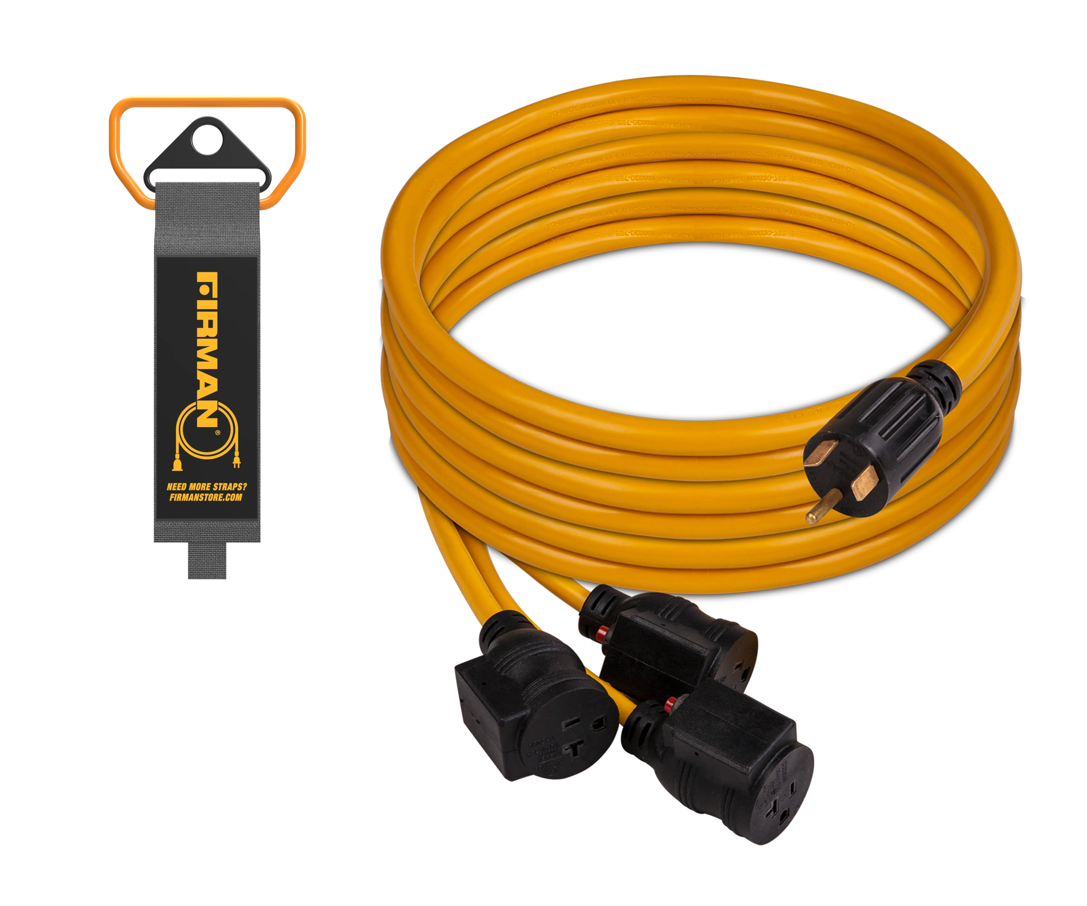 25' Heavy Duty TT-30P to (3)5-20R Portable Generator Power Cord With Storage Strap - Image 5