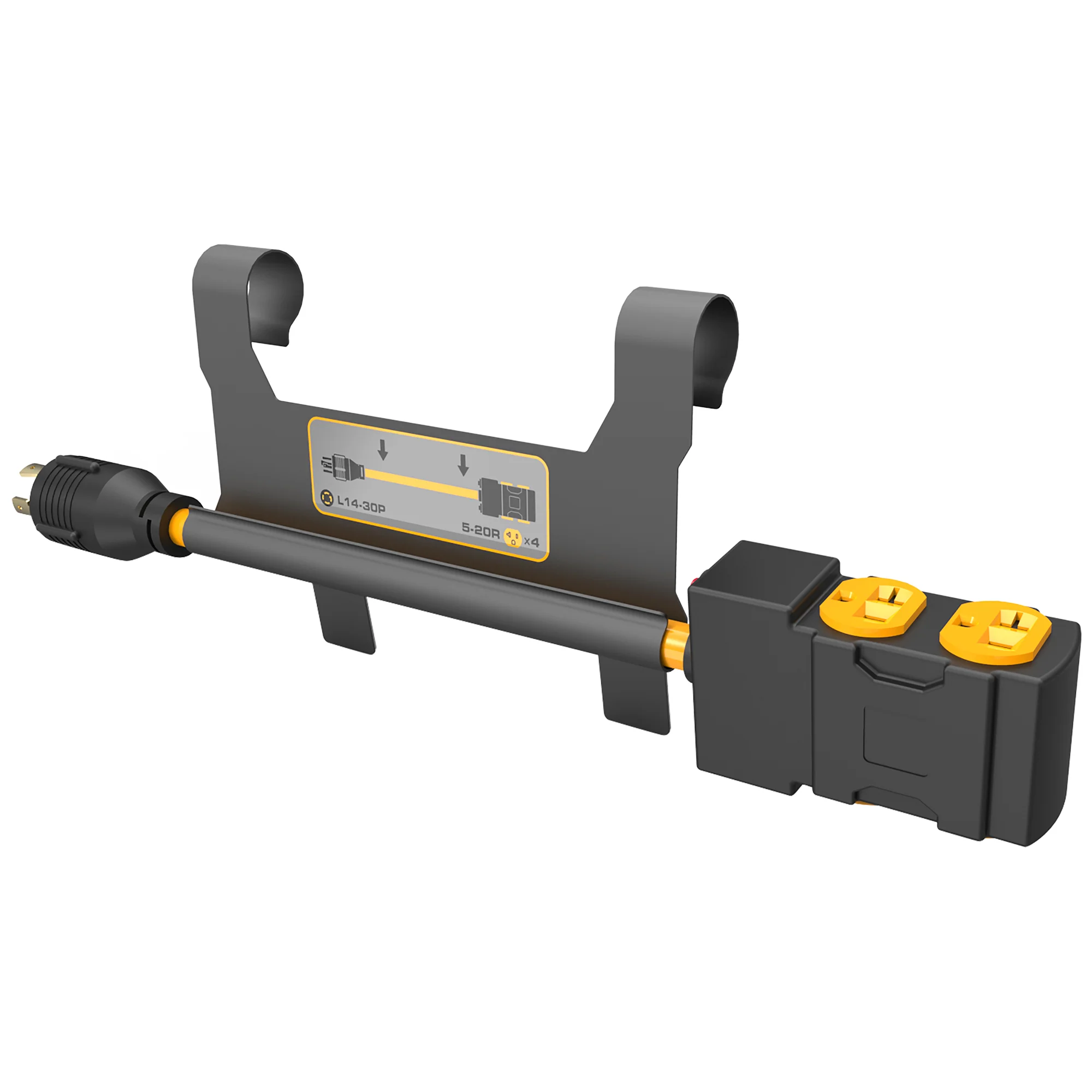 Heavy Duty L14-30P to (4) 5-20R Short Power Cord With Metal Clip Holder - Image 4