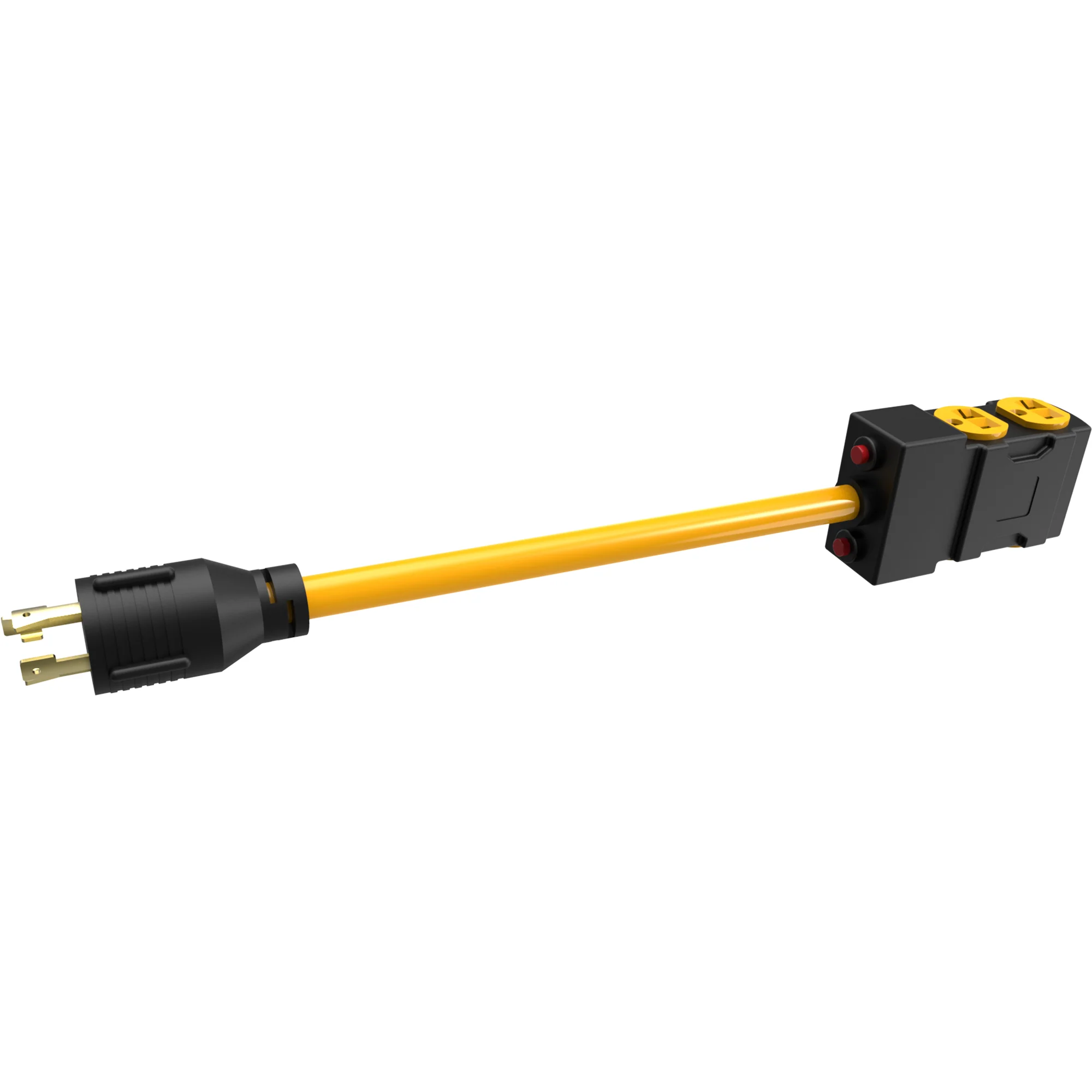 Heavy Duty L14-30P to (4) 5-20R Short Power Cord With Attachment Clips - Image 2