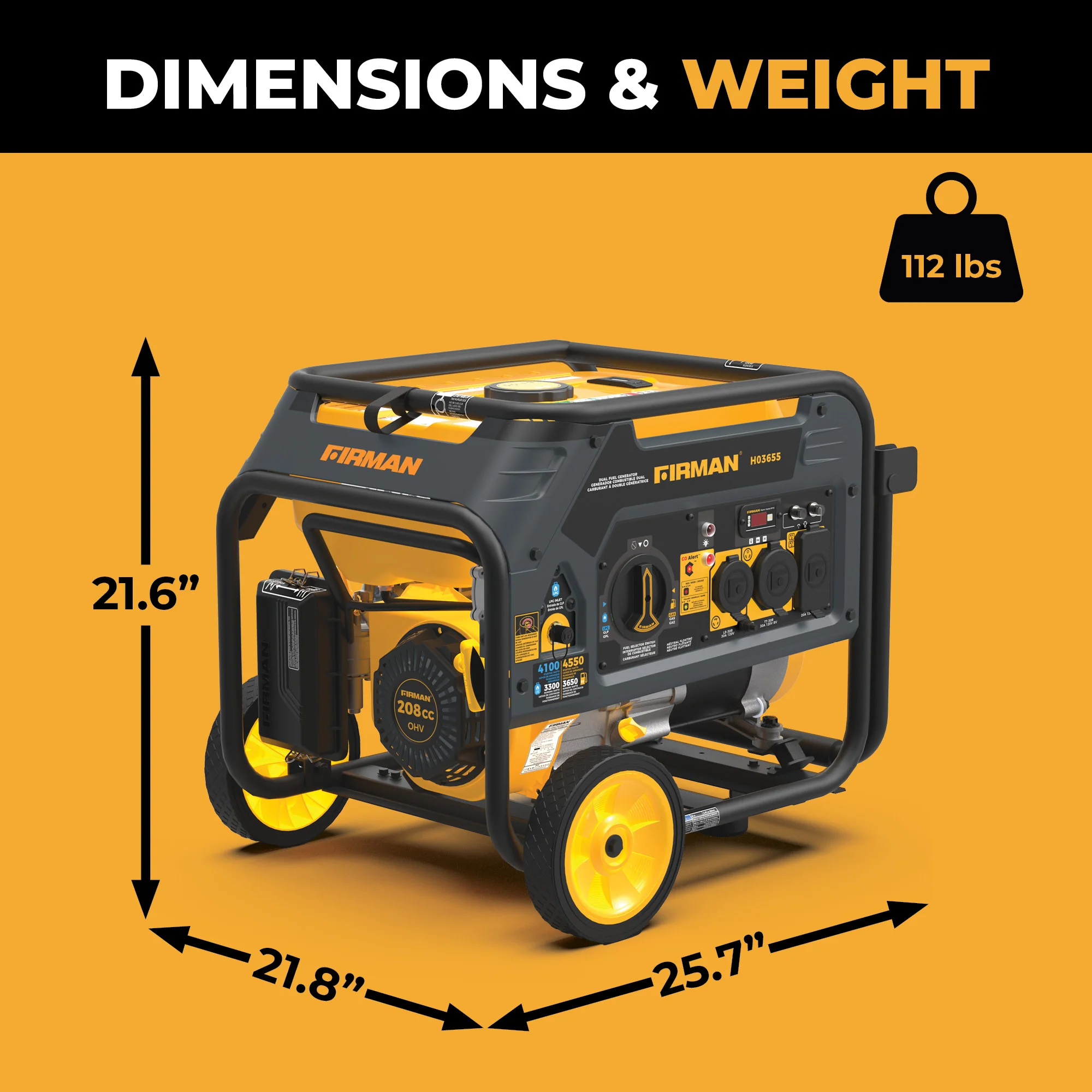 Dual Fuel Portable Generator 4550/3650W Recoil Start - Image 8