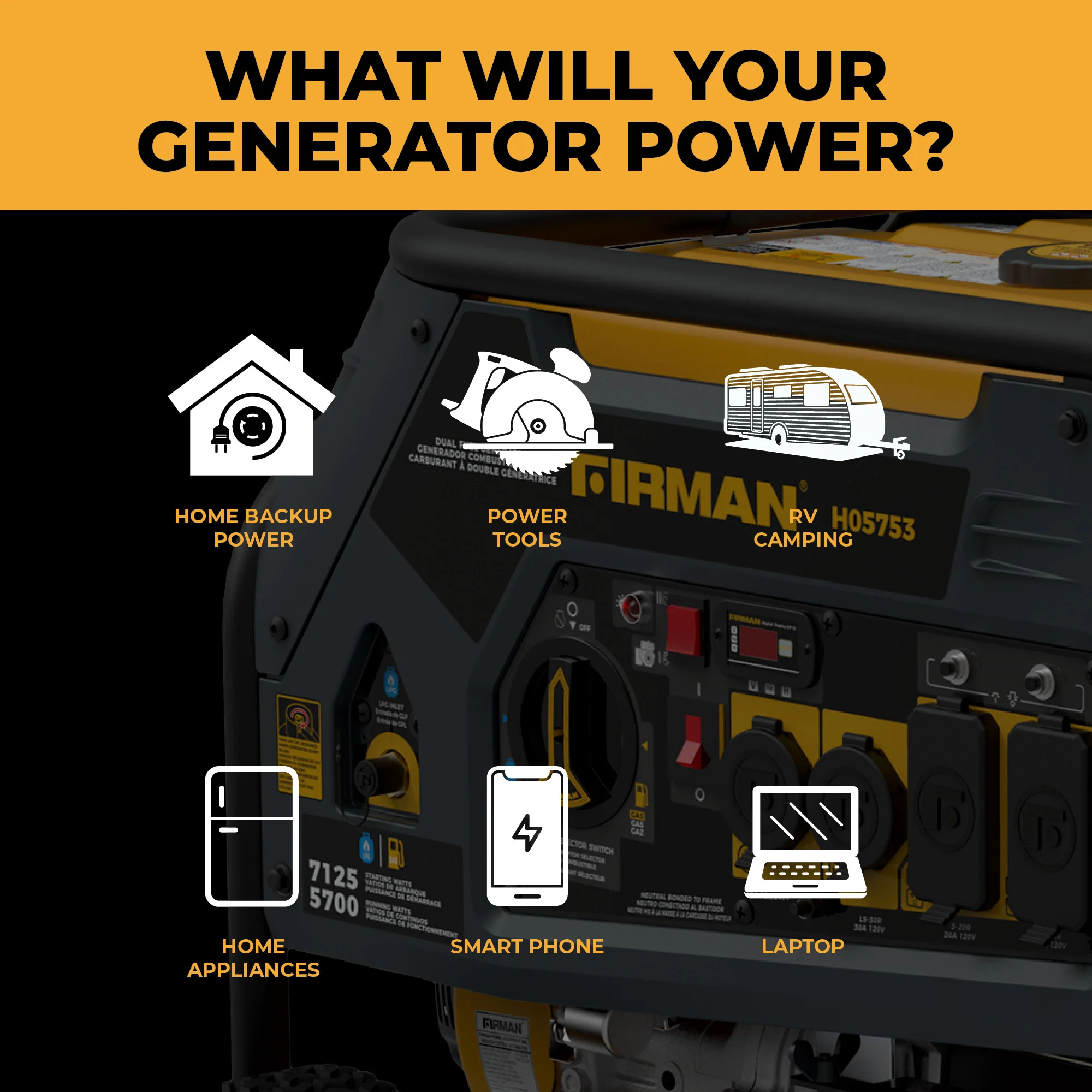 Dual Fuel Portable Generator 5700W Electric Start 120/240V - Image 6