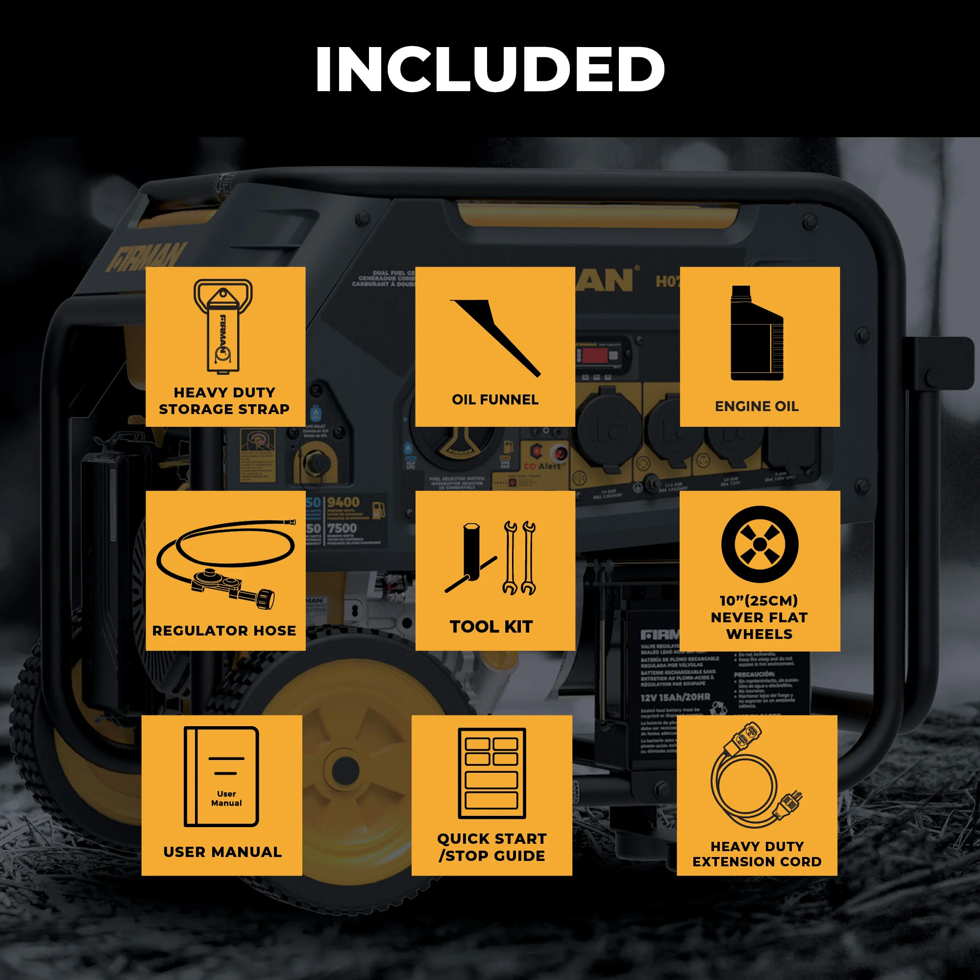 Dual Fuel Portable Generator 9400W Electric Start 120/240V with CO Alert - Image 3