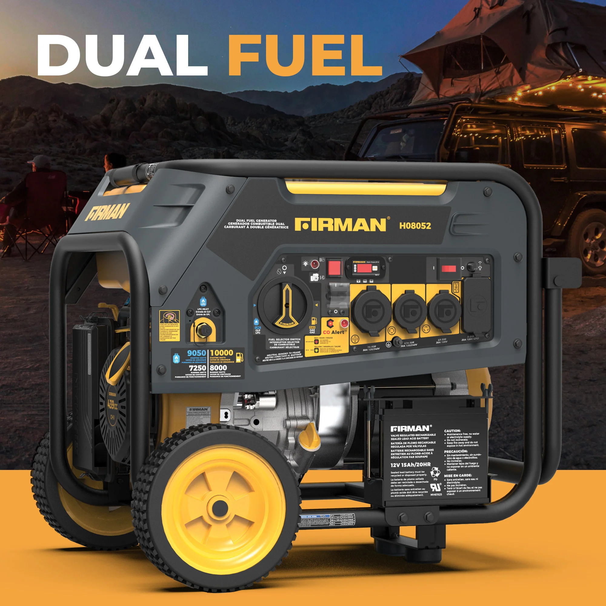 Dual Fuel Portable Generator 10000W Electric Start 120/240V with CO alert - Image 12