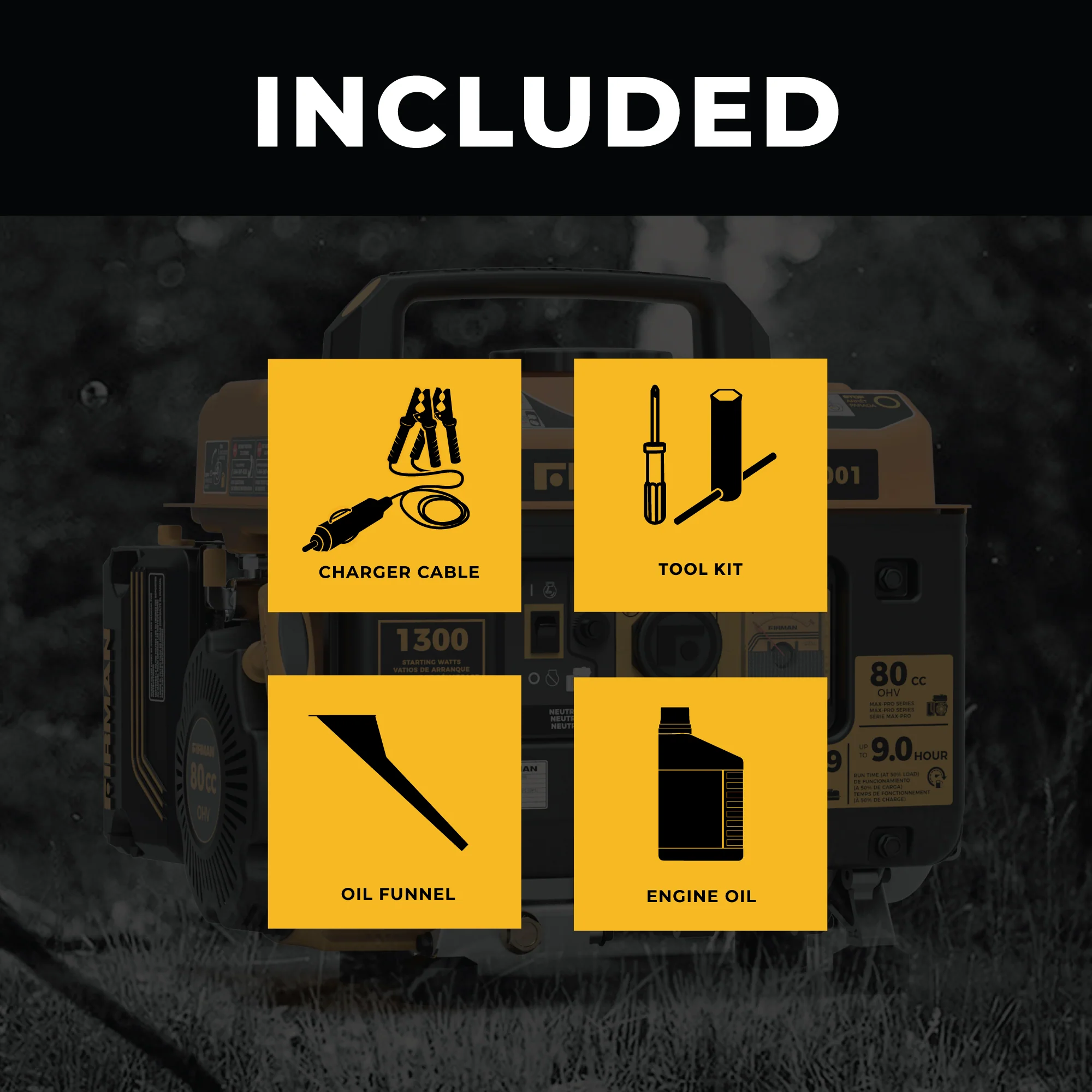 Gas Portable Generator 1300W Recoil Start - Image 3