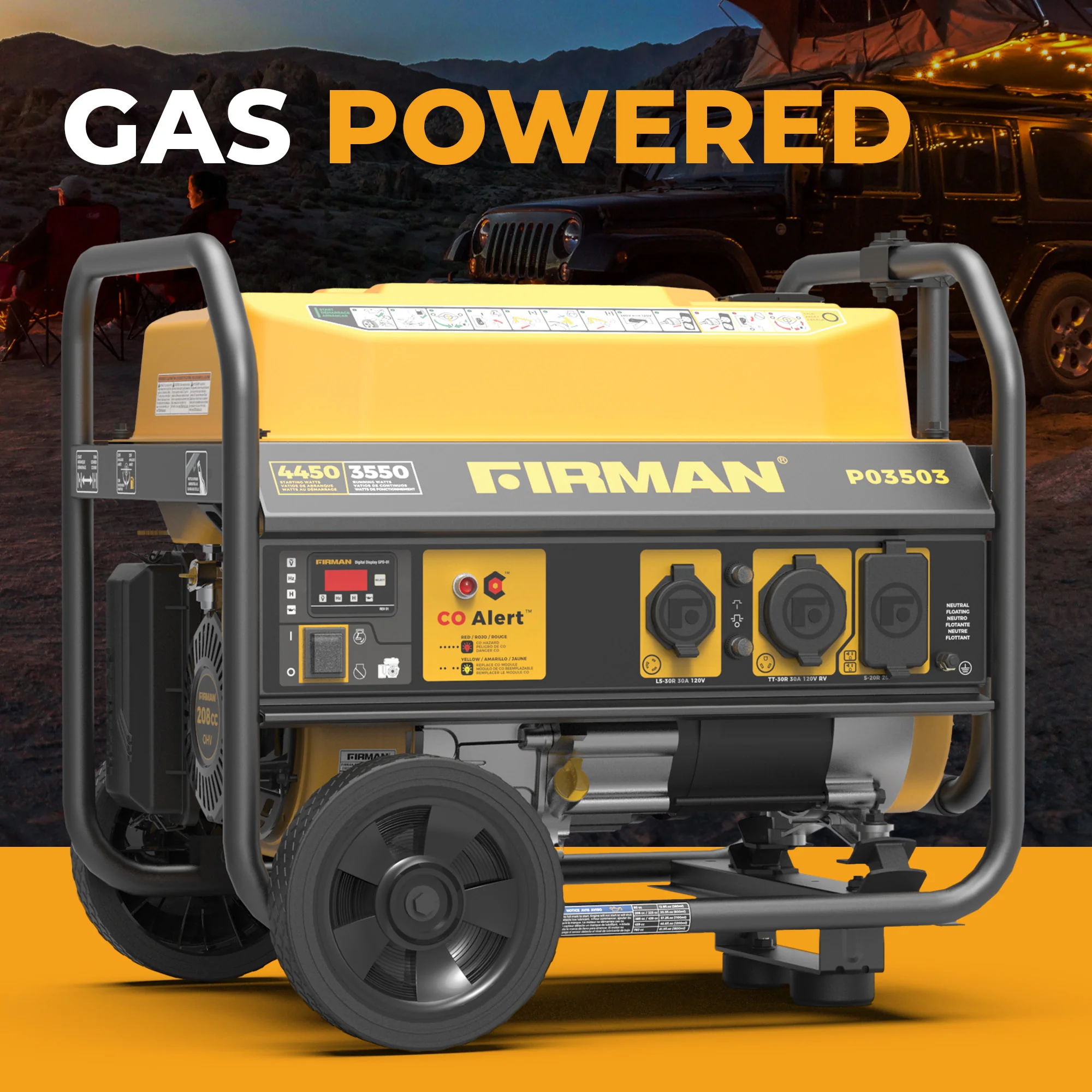 Gas Portable Generator 4450W Recoil Start 120V with CO alert - Image 11