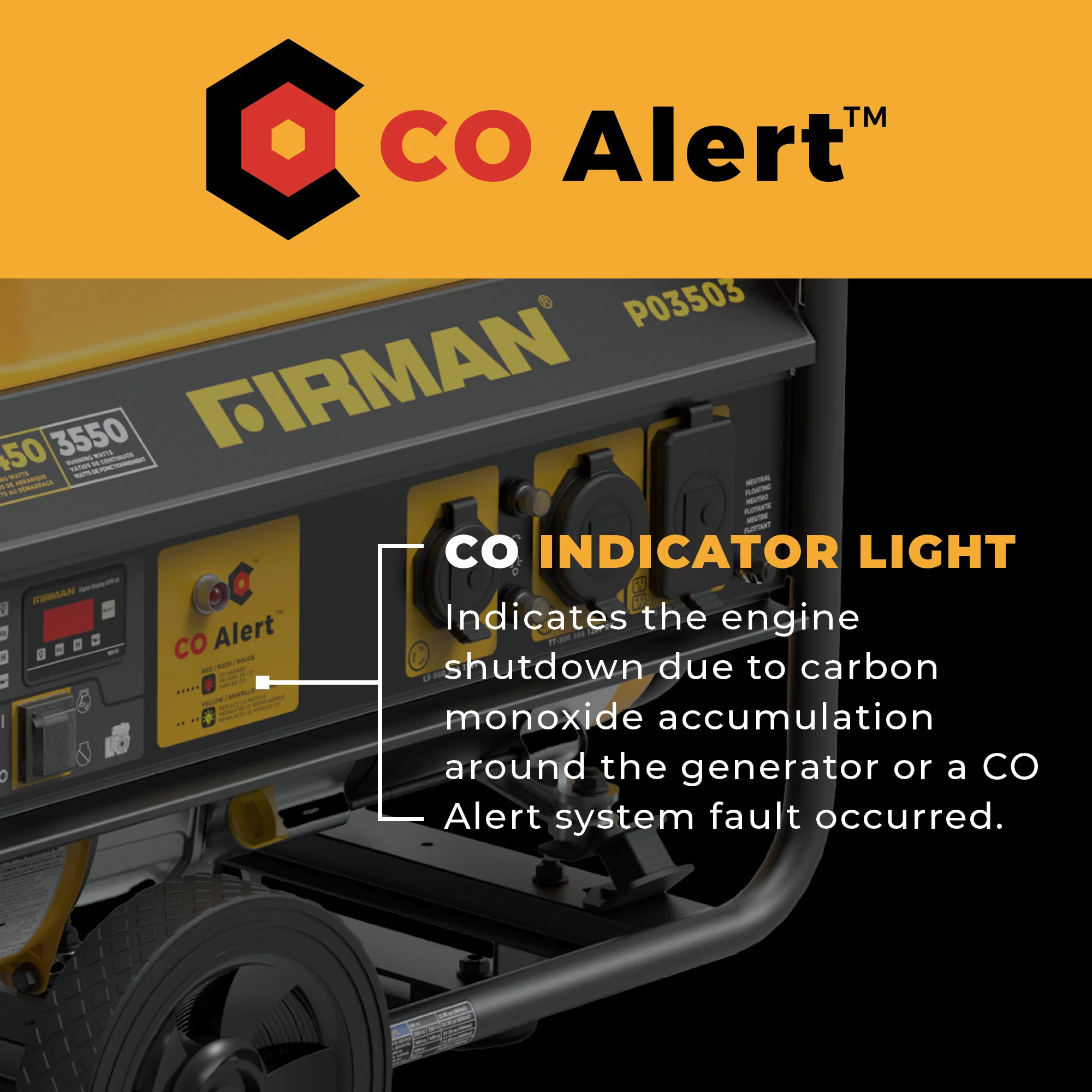 Gas Portable Generator 4450W Recoil Start 120V with CO alert - Image 6