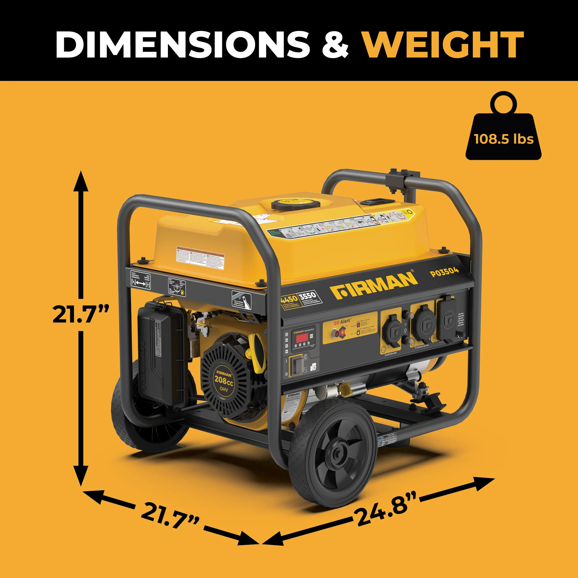 Gas Portable Generator 4450W Recoil Start 120V with CO alert - Image 8