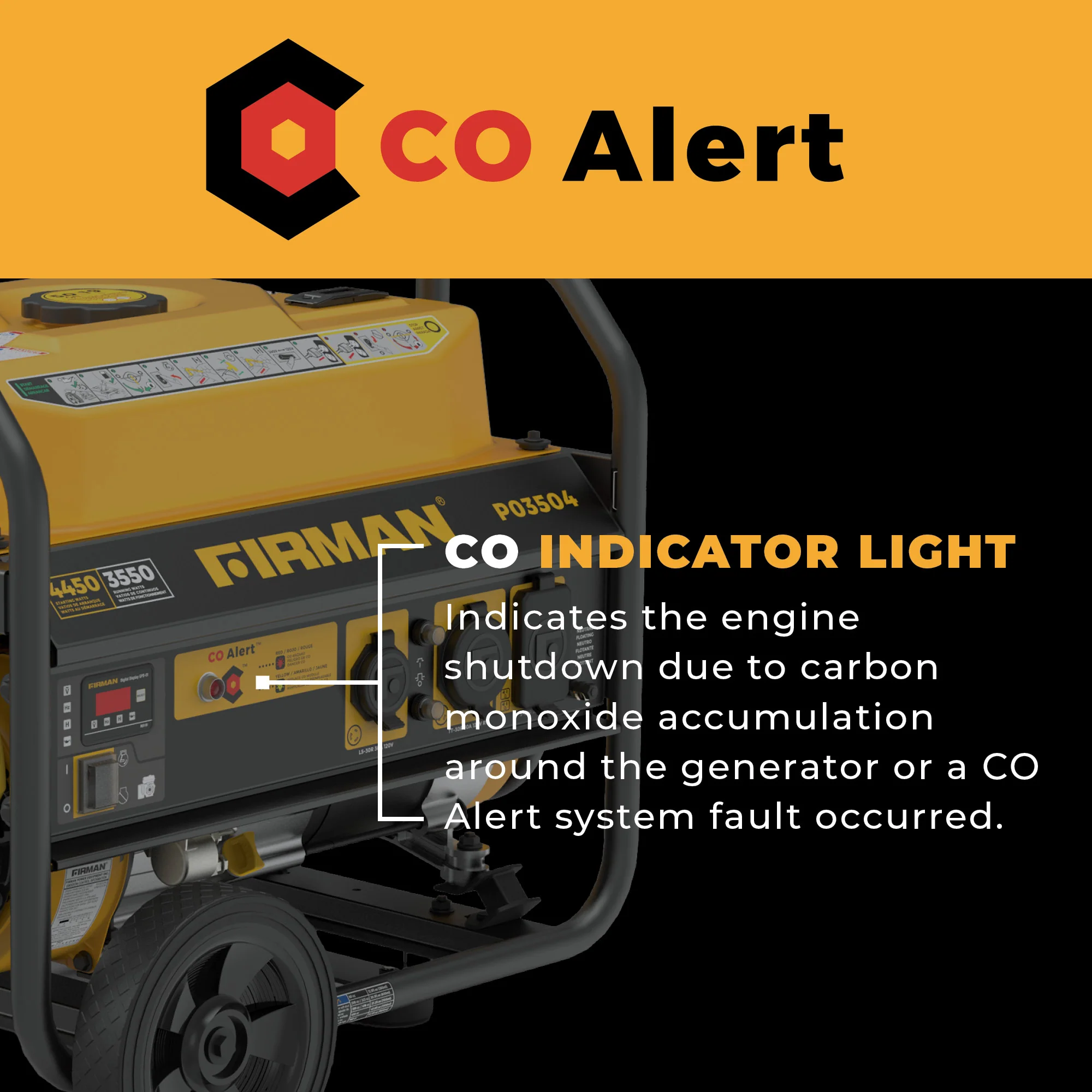 Gas Portable Generator 4450W Recoil Start 120V with CO alert - Image 5