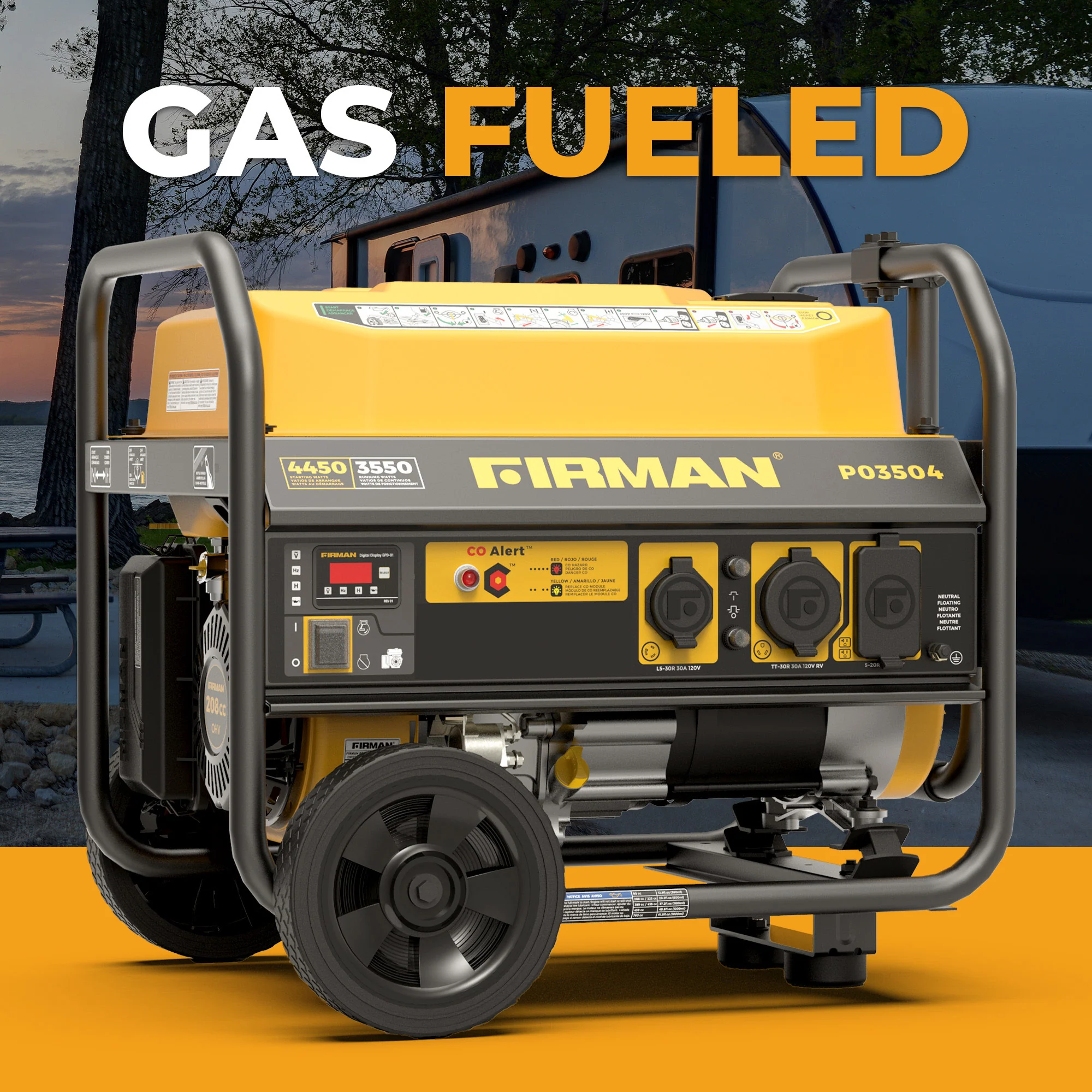 Gas Portable Generator 4450W Recoil Start 120V with CO alert - Image 10
