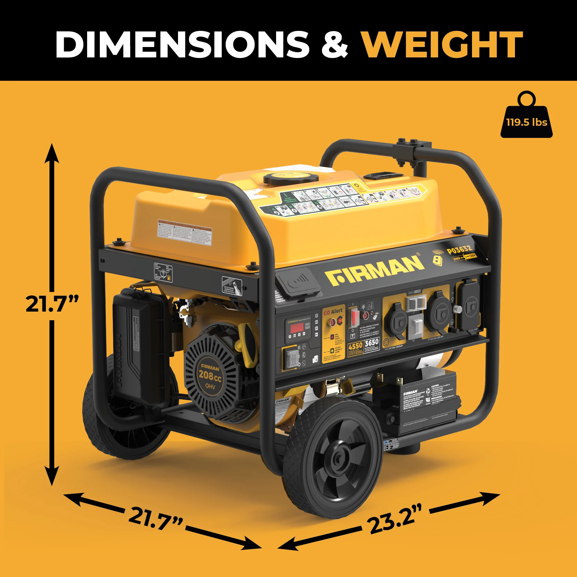 Gas Portable Generator 4550/3650W Remote Start 120/240V CO Alert - Image 8