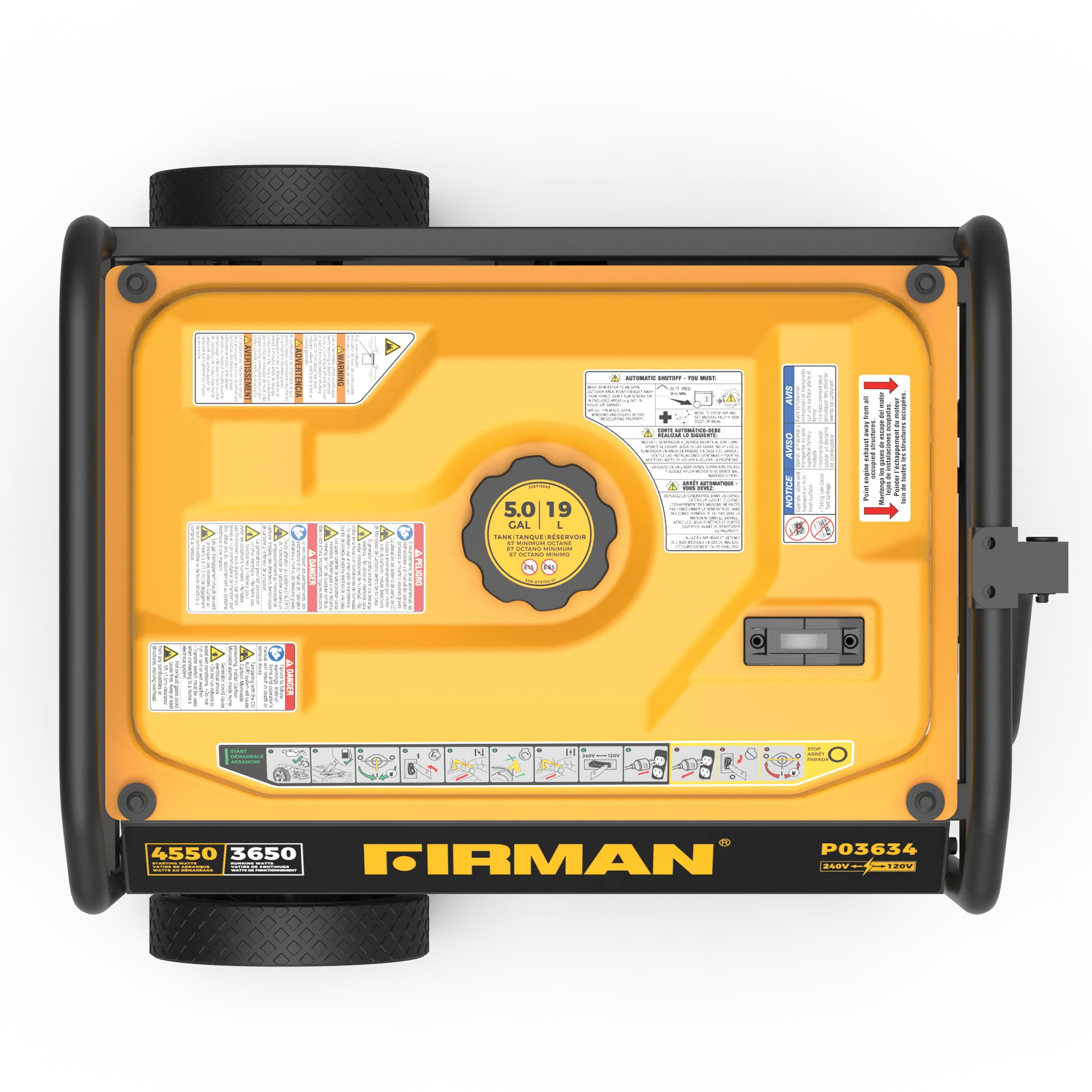 Gas Portable Generator 4550W Recoil Start 120/240V with CO ALERT - Image 10