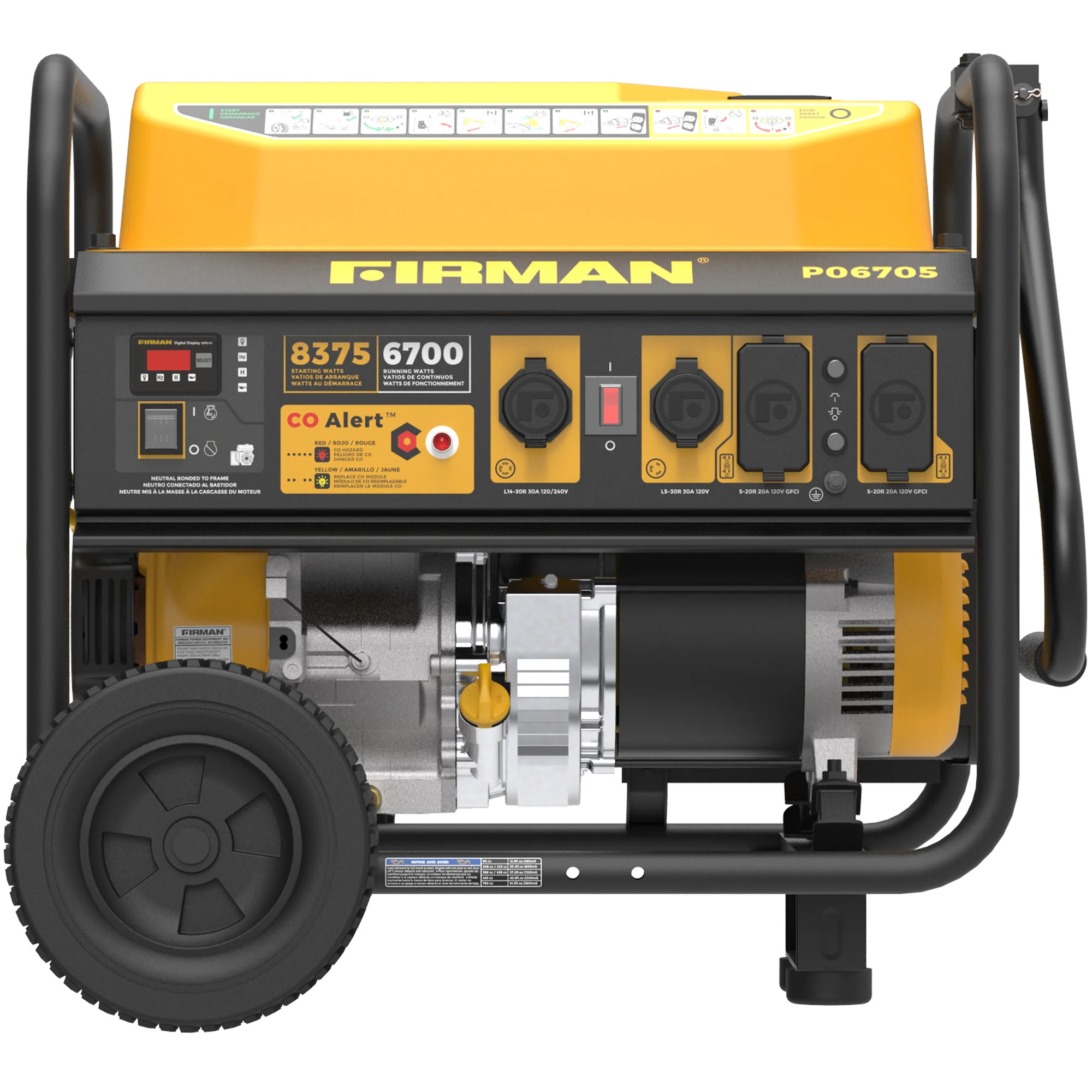 Gas Portable Generator 8375W Recoil Start 120/240V With CO Alert - Image 6