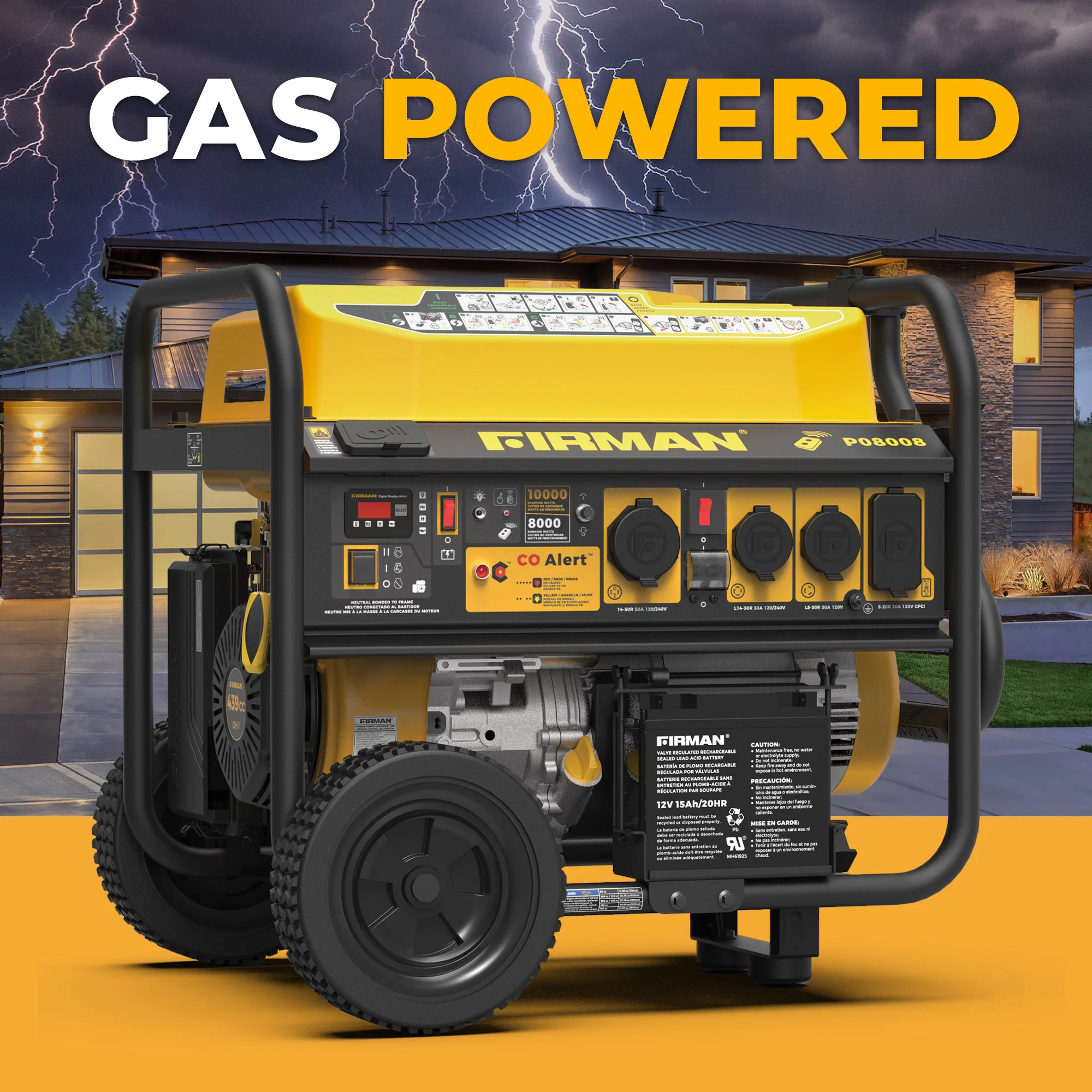 Gas Portable Generator 10000W Remote Start 120/240V with CO Alert - Image 10