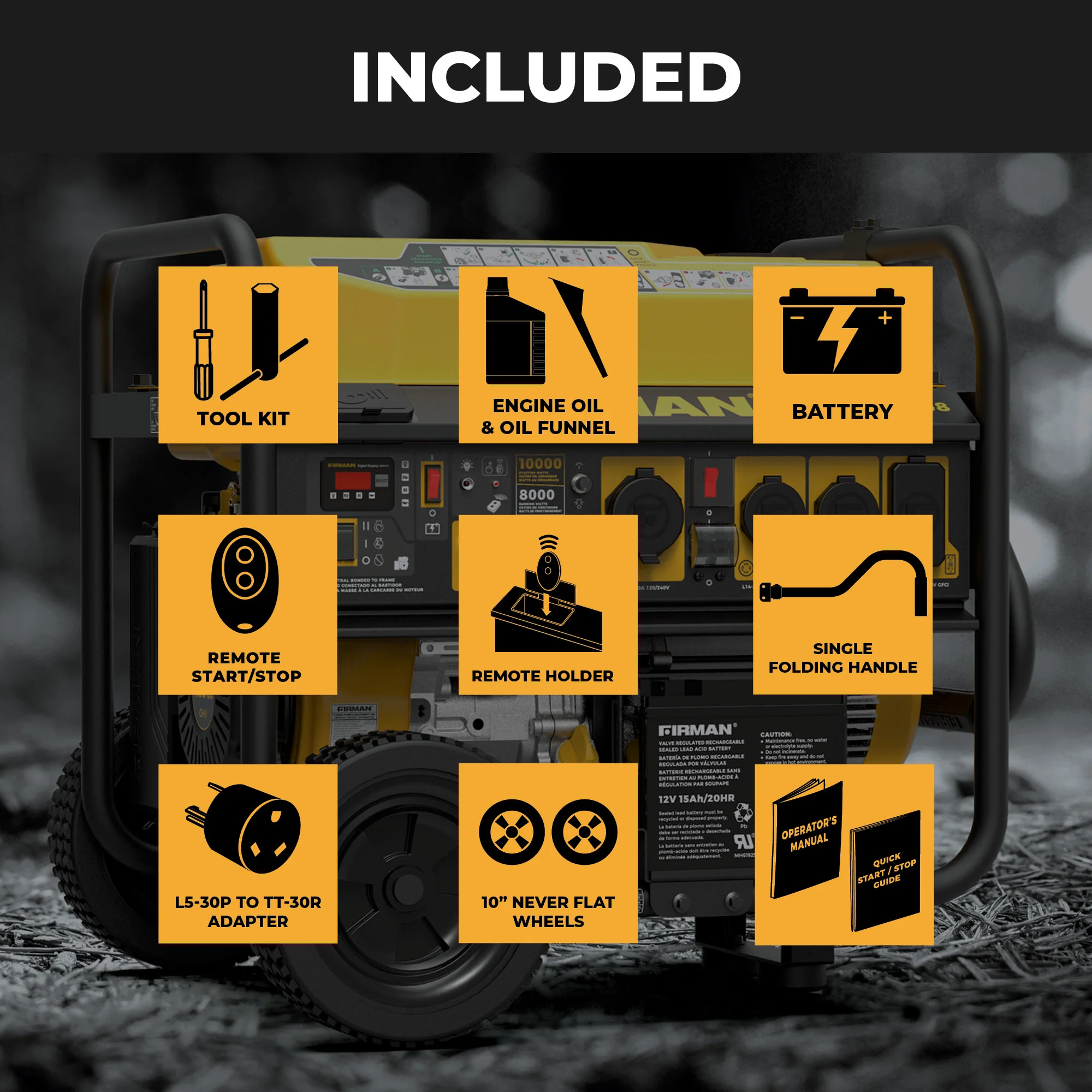 Gas Portable Generator 10000W Remote Start 120/240V with CO Alert - Image 3