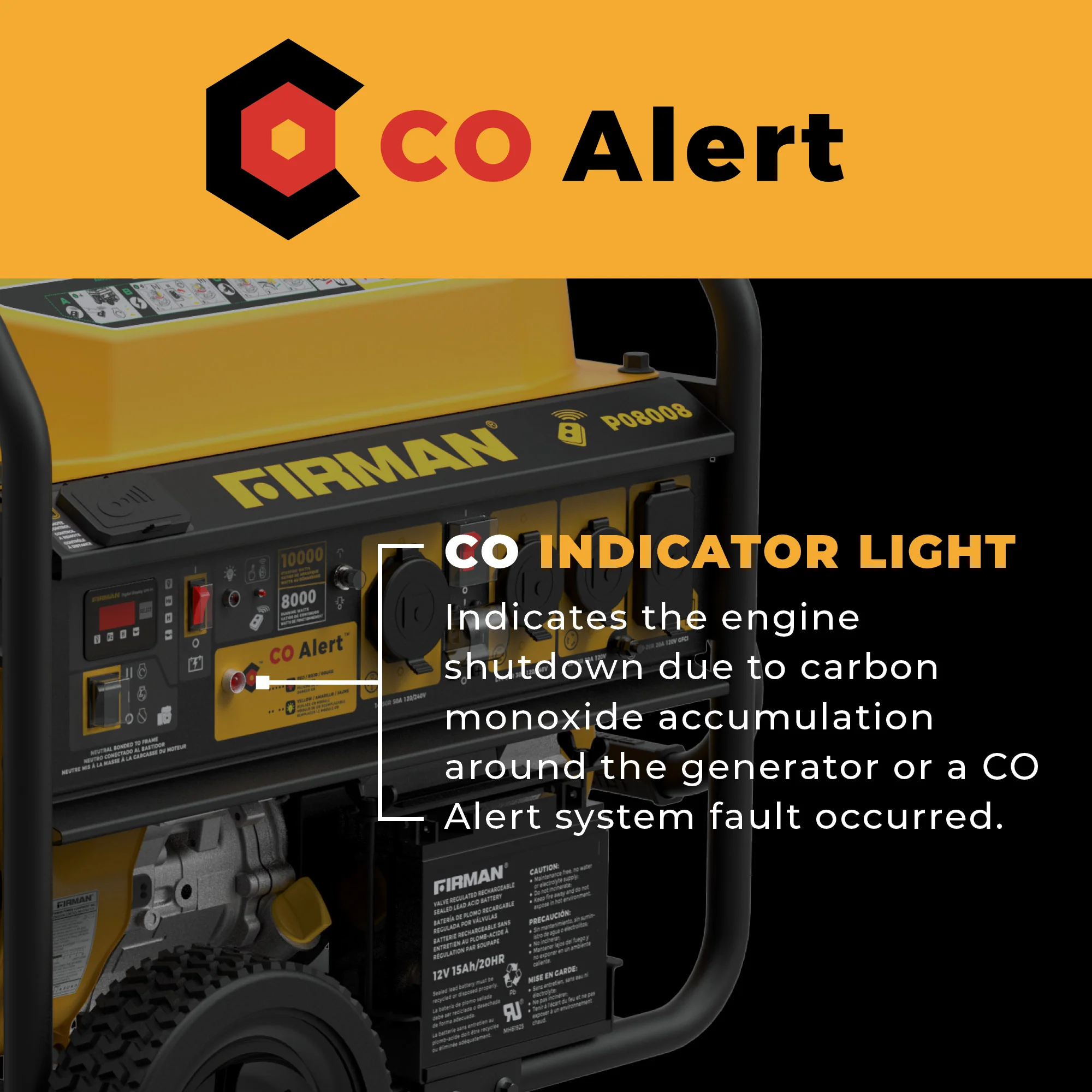 Gas Portable Generator 10000W Remote Start 120/240V with CO Alert - Image 5