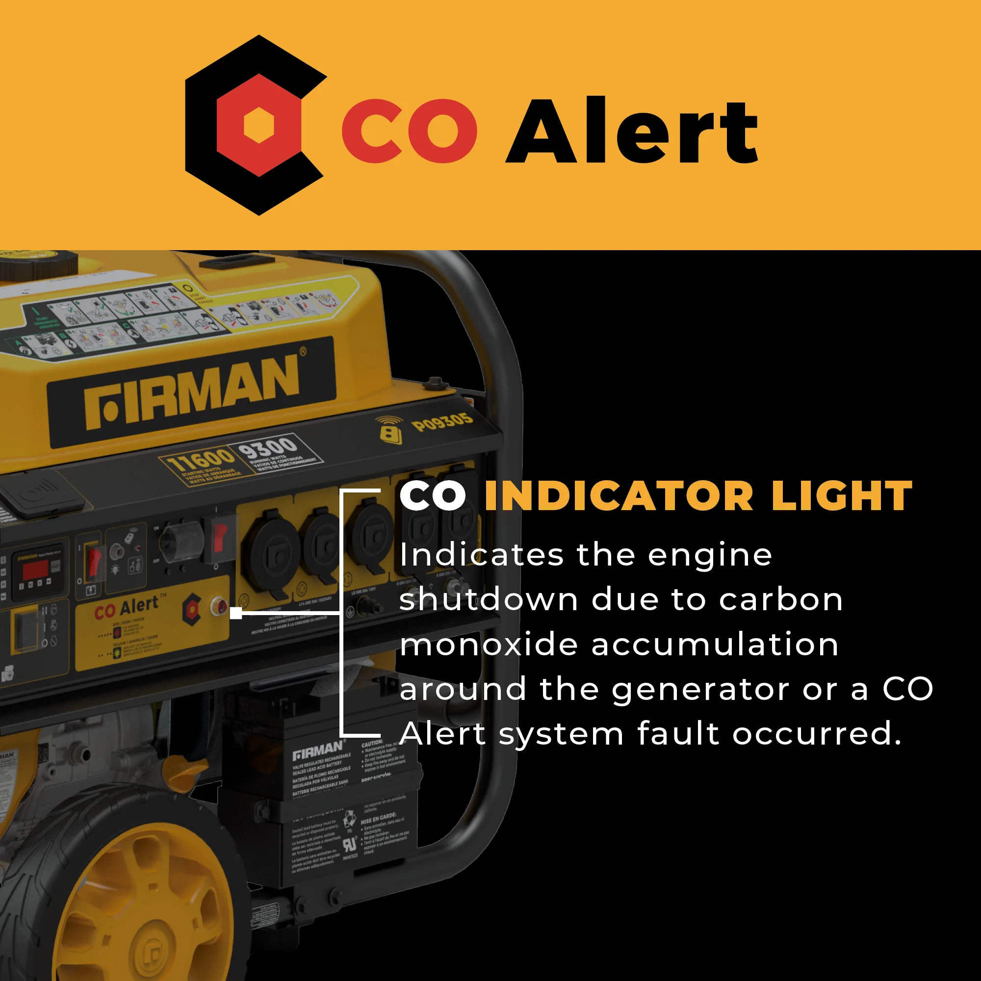GAS PORTABLE GENERATOR 11600W REMOTE START 120/240V WITH CO ALERT - Image 5