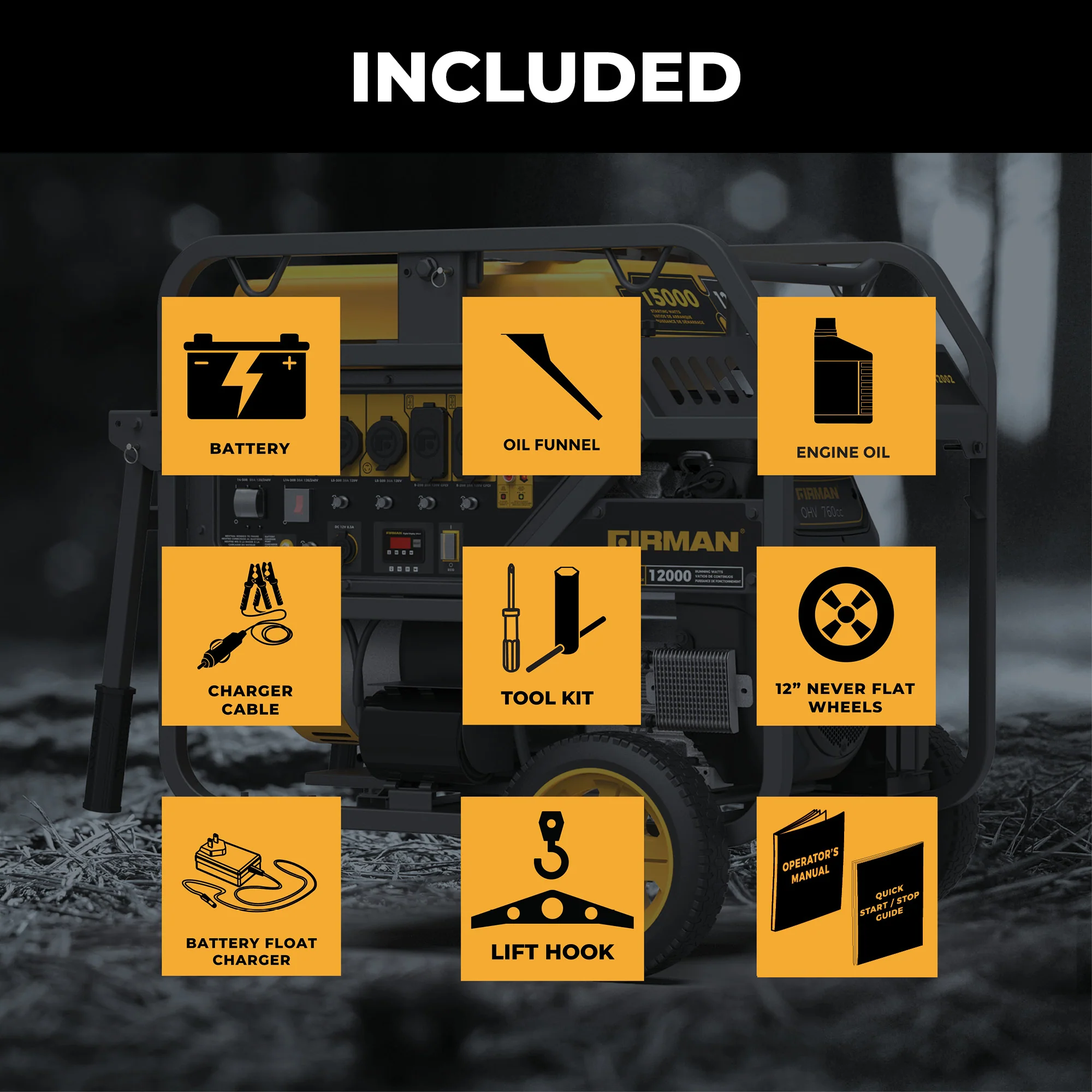 Gas Portable Generator 15000W Electric Start 120/240V with CO Alert - Image 3