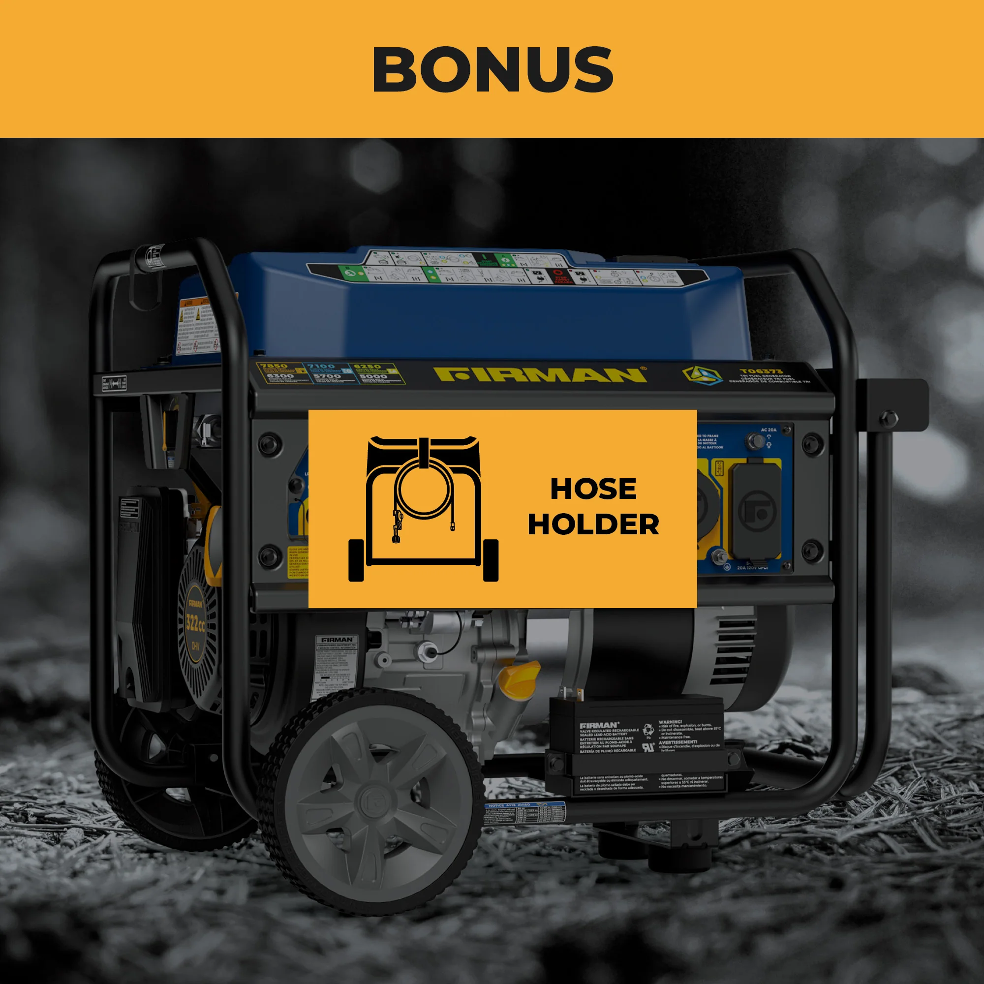 Tri Fuel Portable Generator 7850/6300W Electric Start Gas CO Alert - Image 4