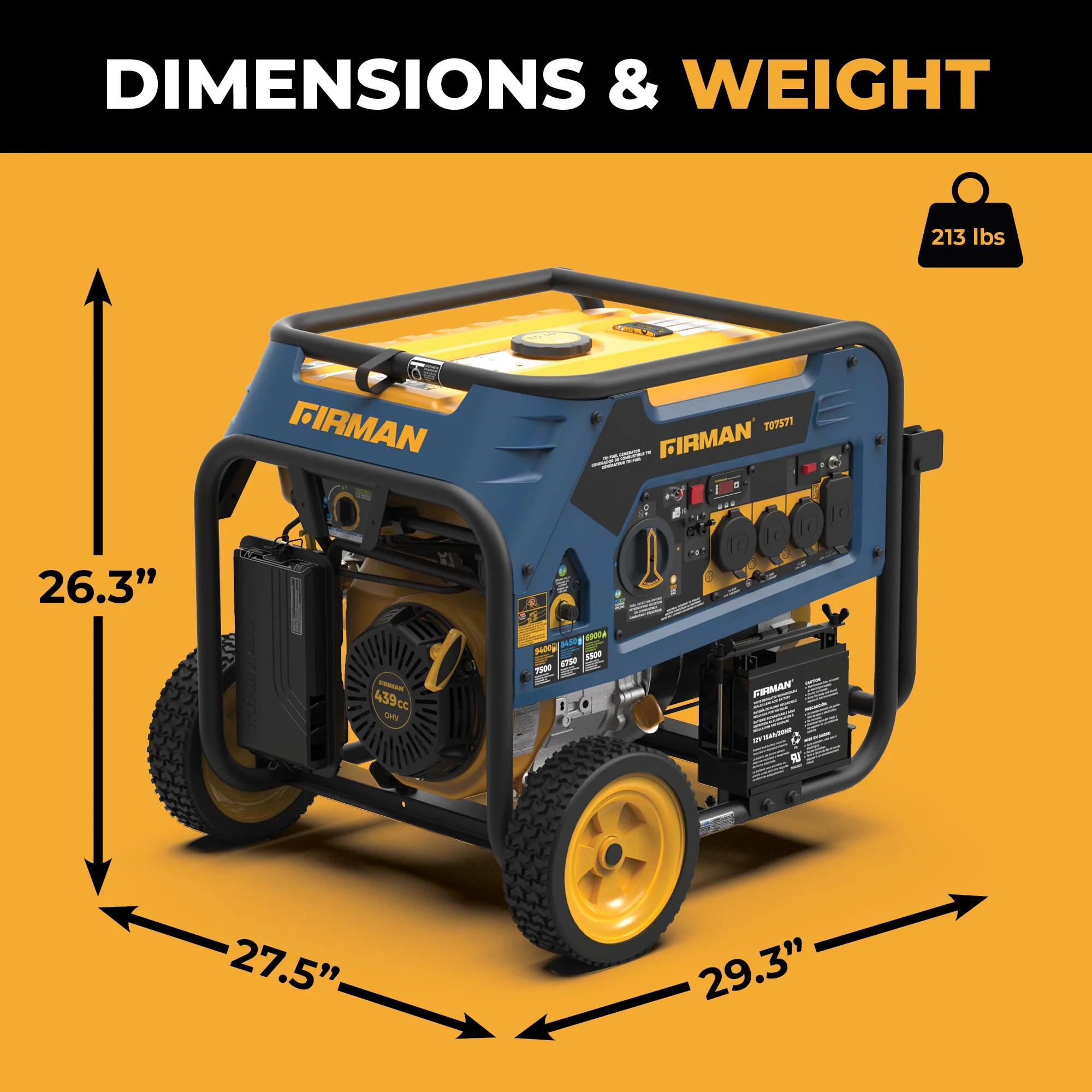 Refurbished Tri Fuel Portable Generator 7500W Electric Start 120/240V - Image 5