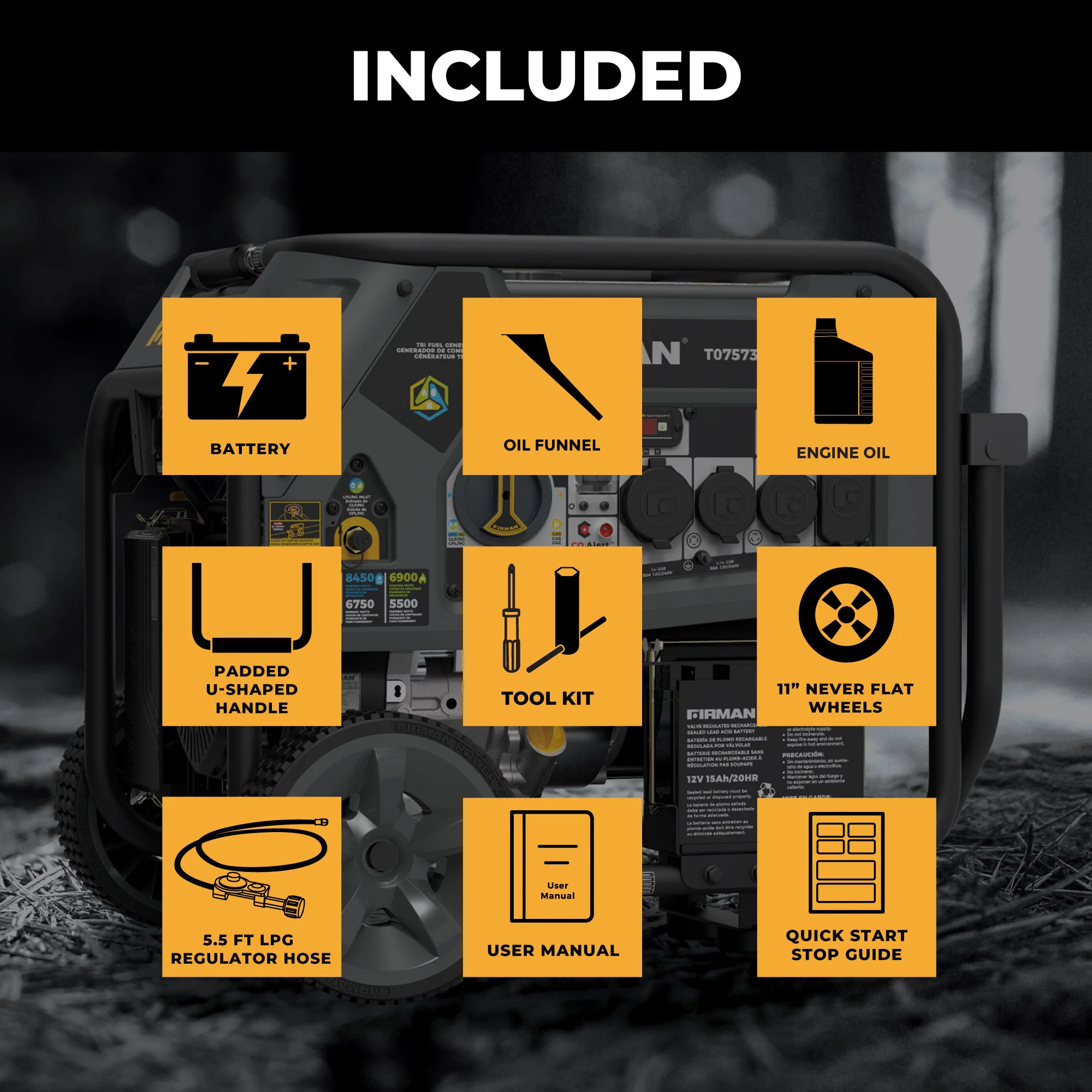 Tri Fuel Portable Generator 9400W Electric Start 120/240V with CO Alert - Image 3