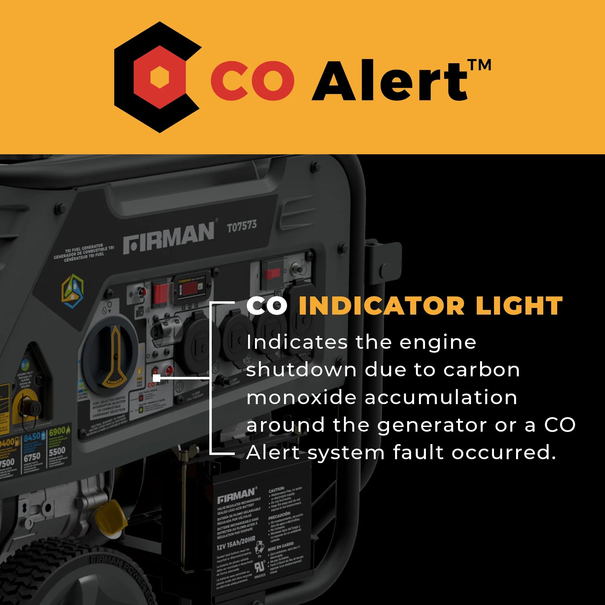 Tri Fuel Portable Generator 9400W Electric Start 120/240V with CO Alert - Image 6