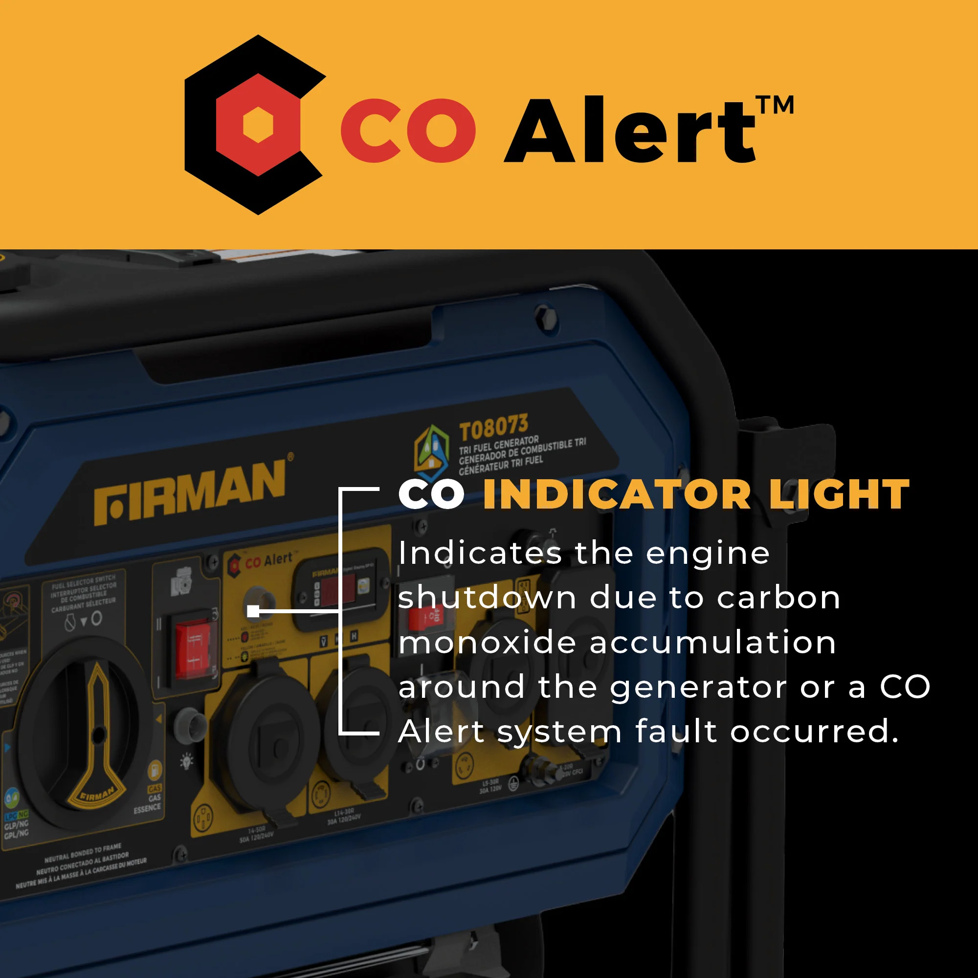 Tri Fuel  Portable Generator 10000/8000W Electric Start With CO Alert - Image 7