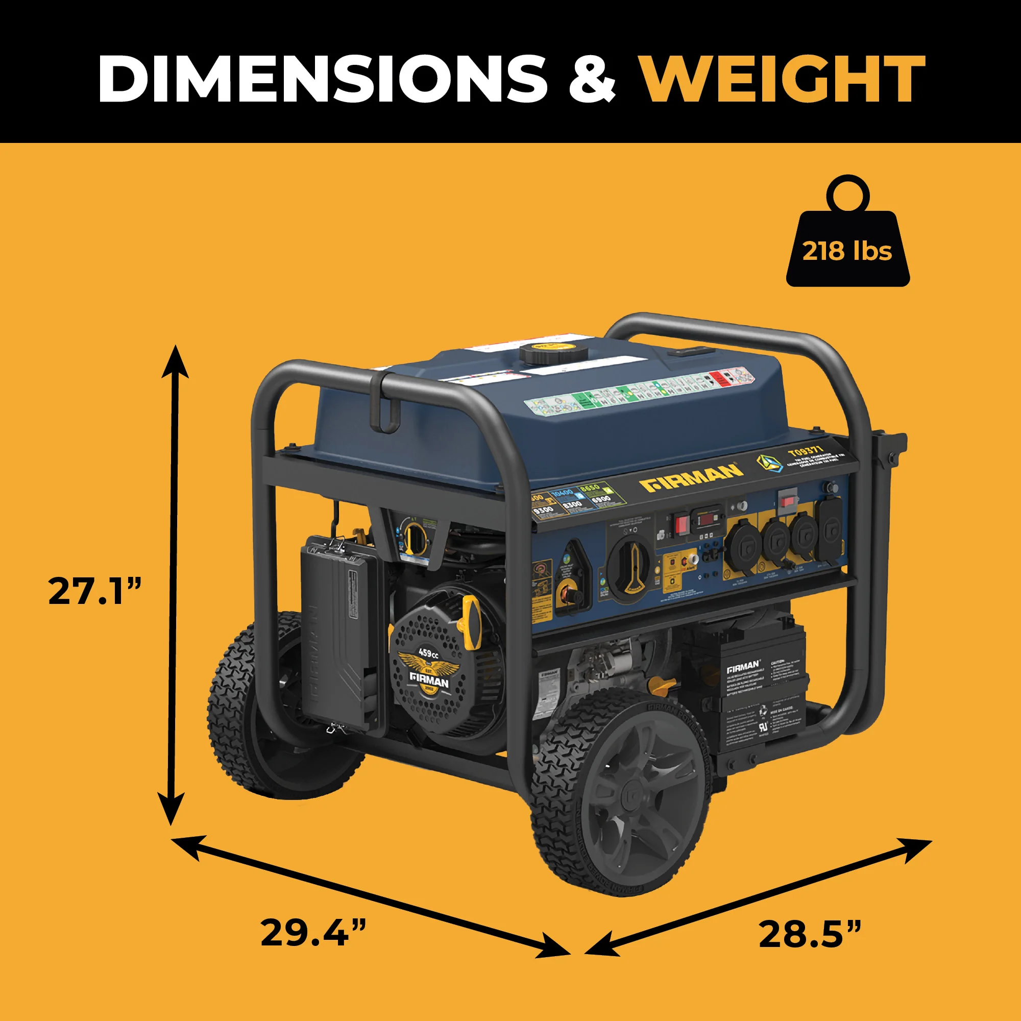 Tri Fuel Portable Generator 11600/9300W Electric Start 120V/240V with CO alert - Image 11