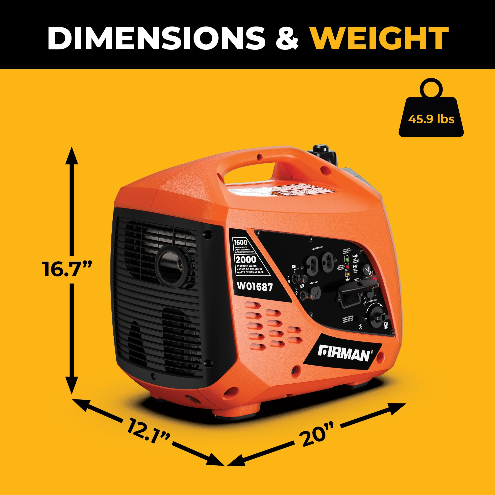 Gas Inverter Portable Generator 2000/1600W Recoil Start - Image 7