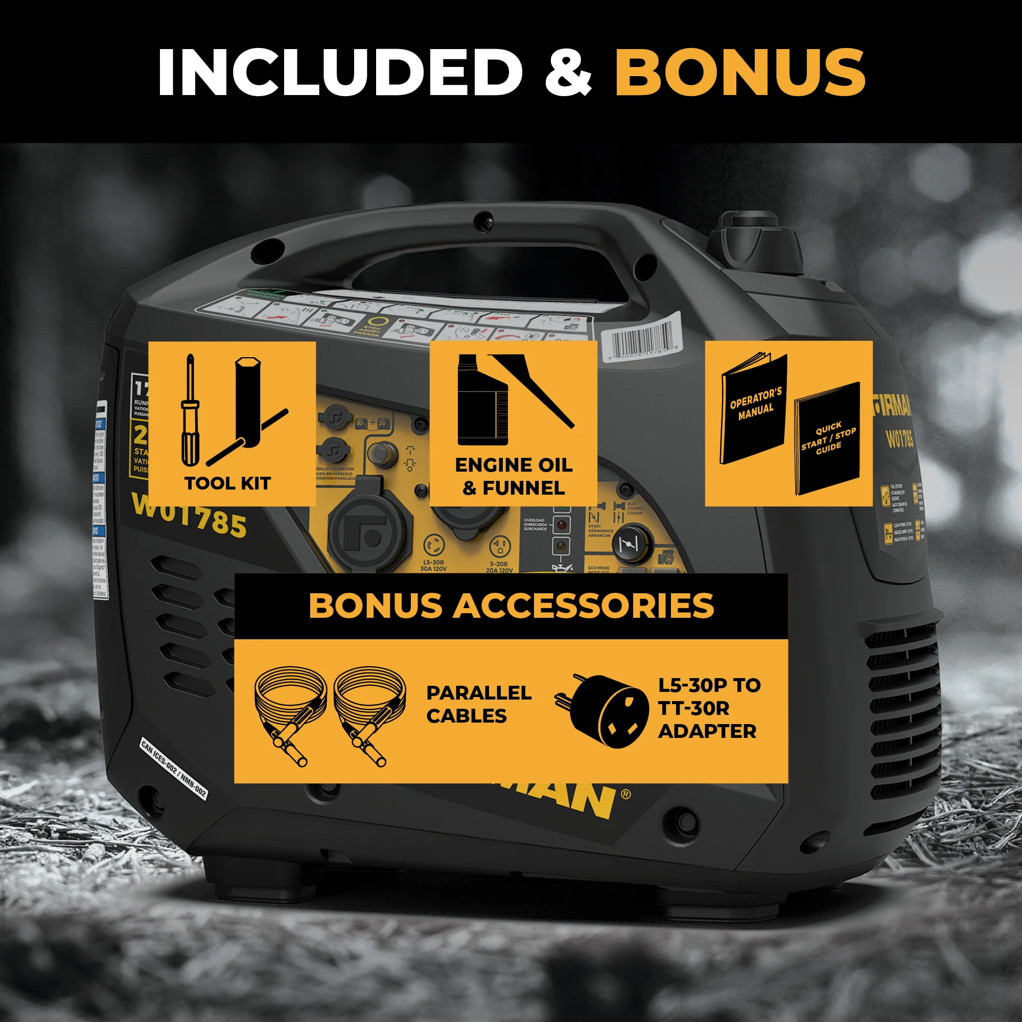 Inverter Portable Generator 2100W Recoil Start with CO Alert - Image 3