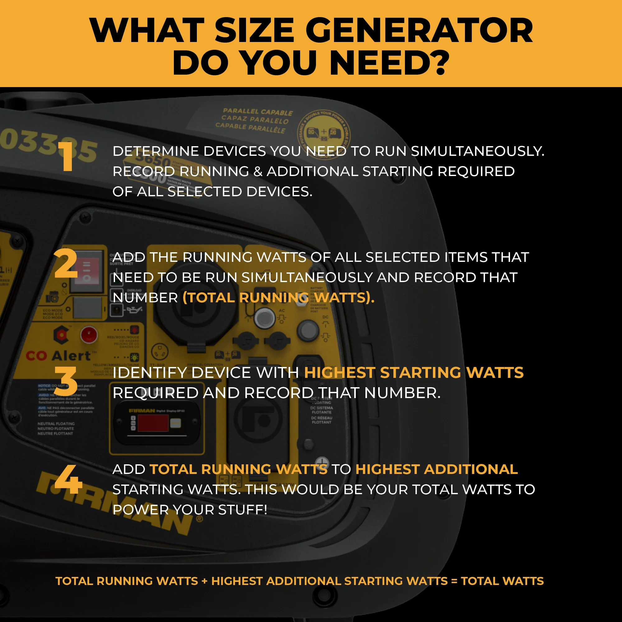 INVERTER PORTABLE GENERATOR 4125W WITH CO ALERT - Image 9