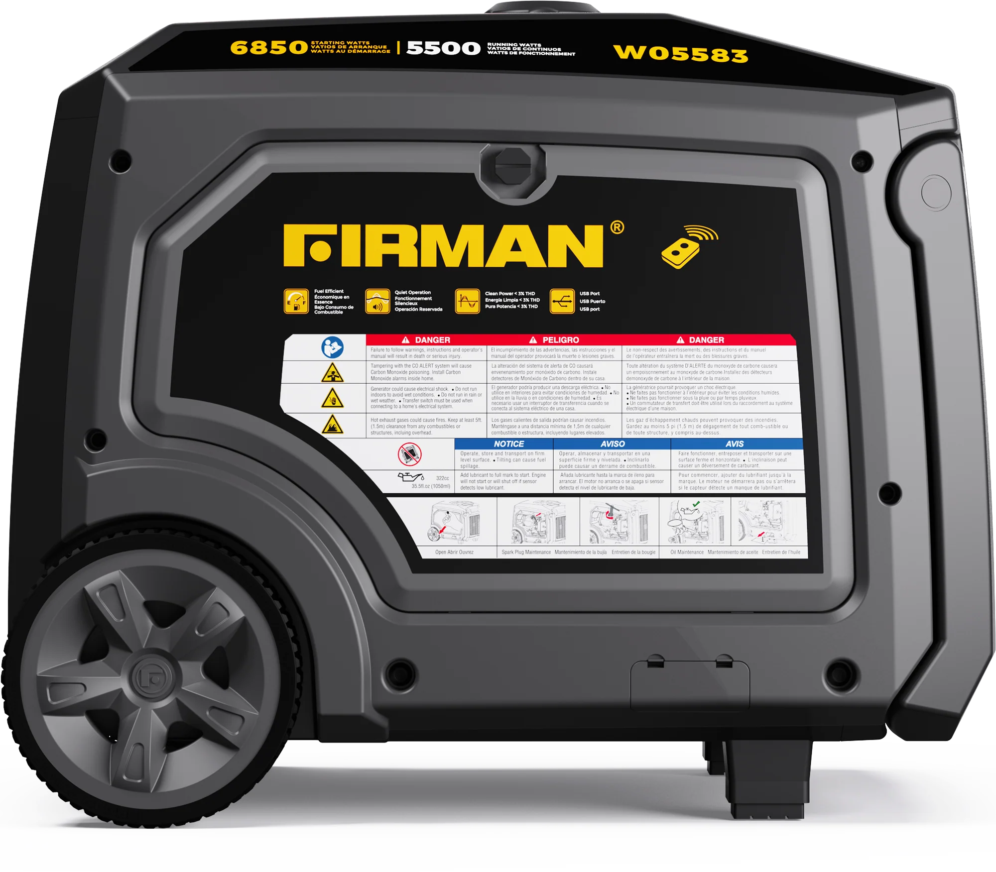 Gas Inverter Portable Generator 6850/5500 Watt Remote Start 120/240V CO Alert - Image 9