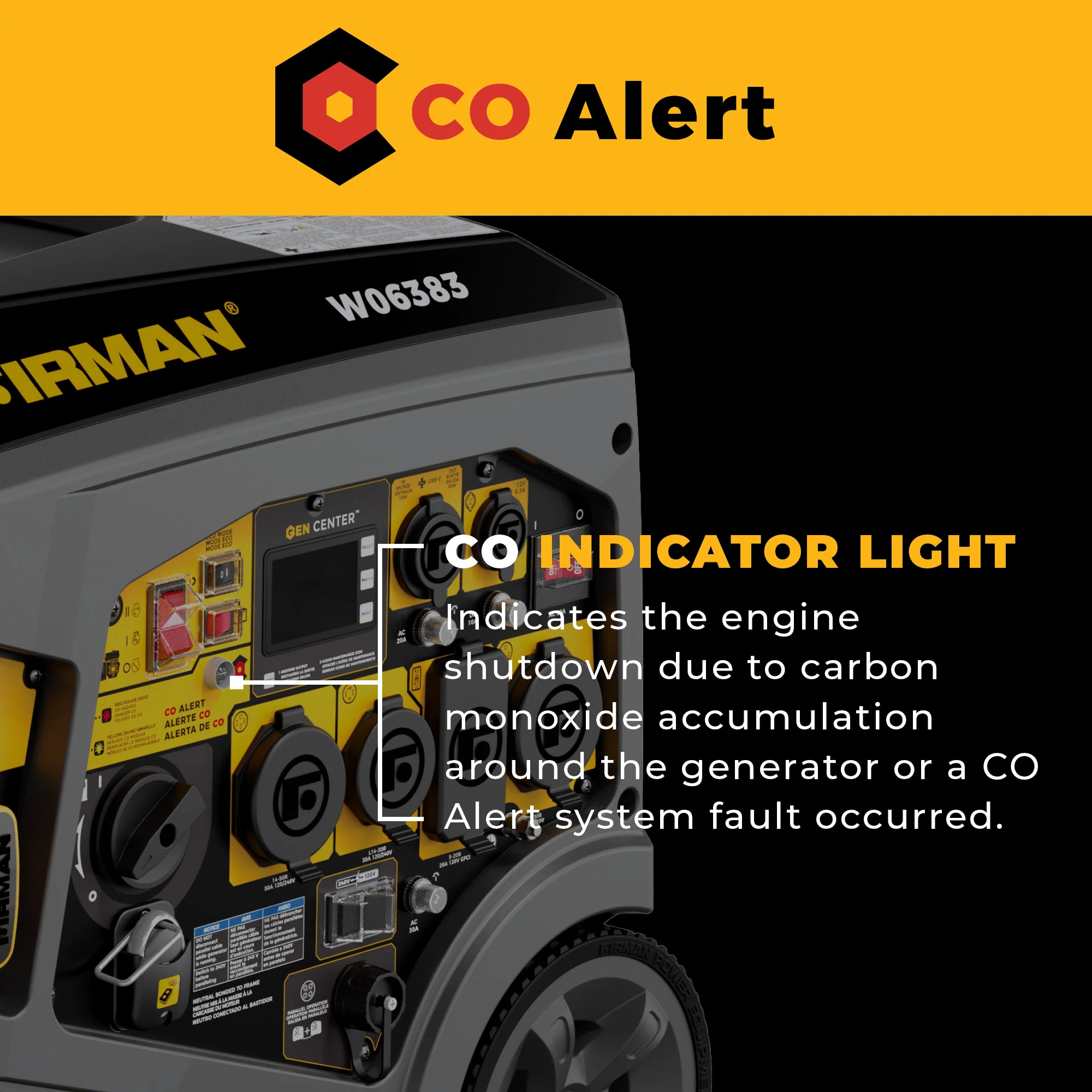 Gas Inverter Portable Generator 7850/6300 Watt Remote Start 120/240V CO Alert - Image 5