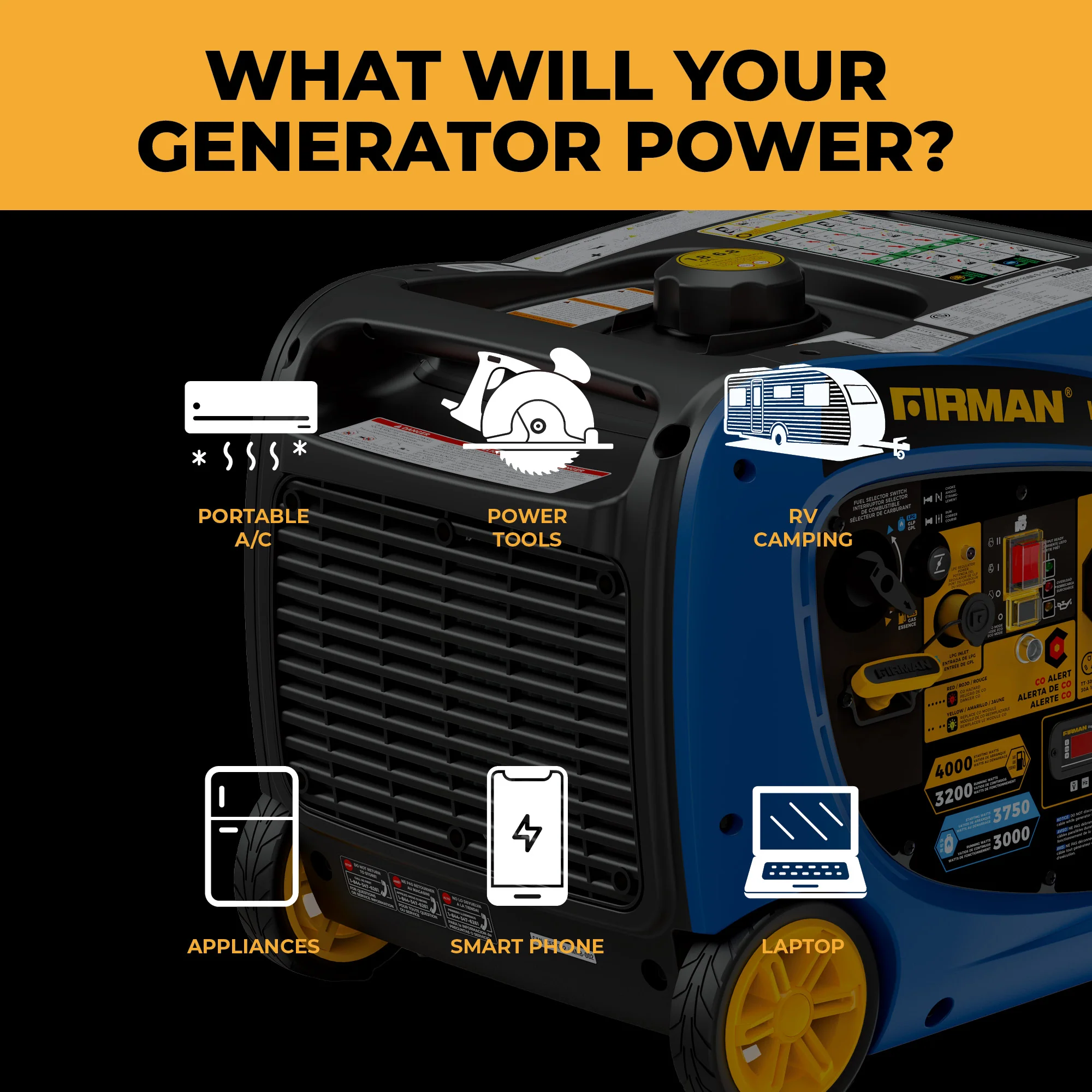 Dual Fuel Inverter Portable Generator 4000W Electric Start with CO ALERT - Image 7