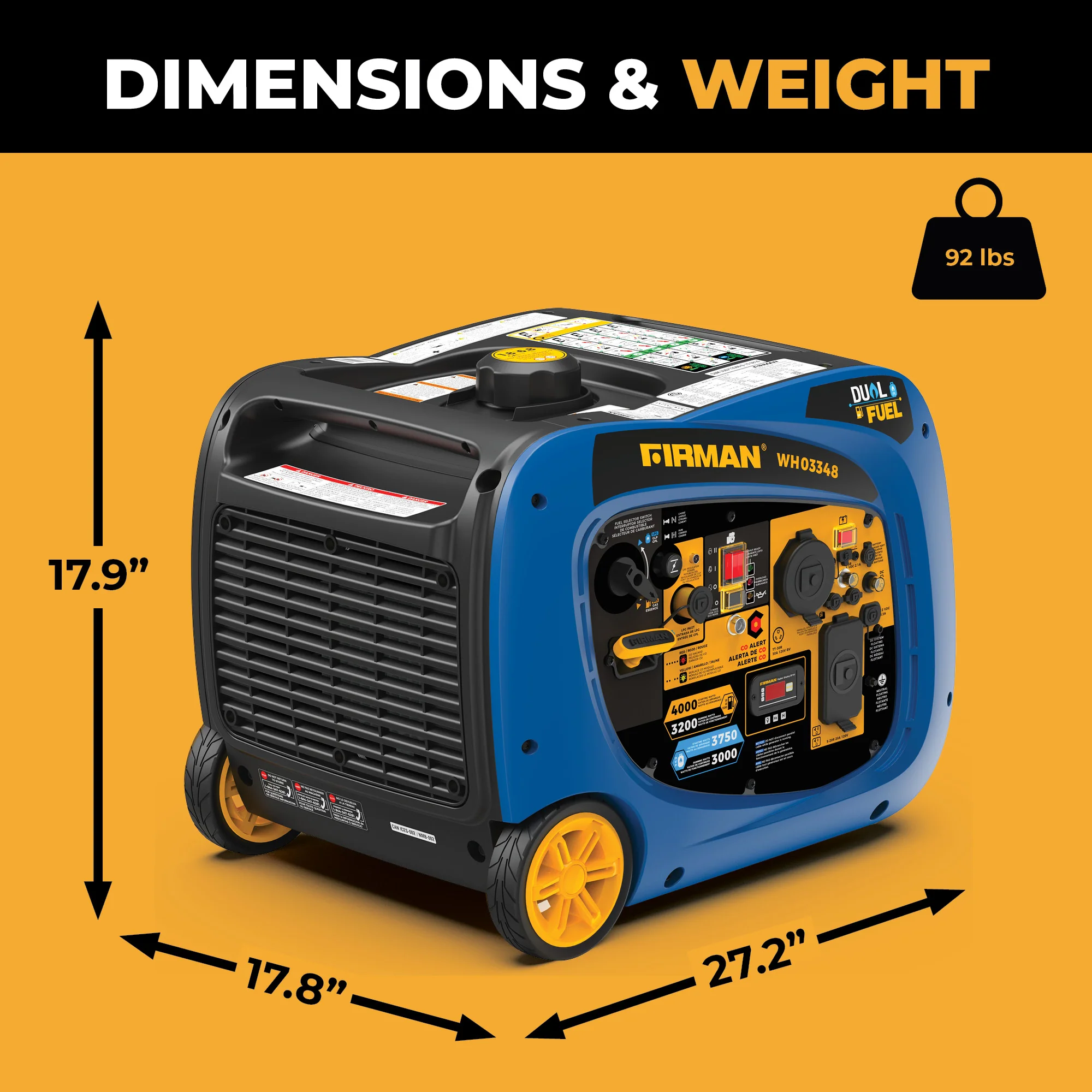 Dual Fuel Inverter Portable Generator 4000W Electric Start with CO ALERT - Image 9
