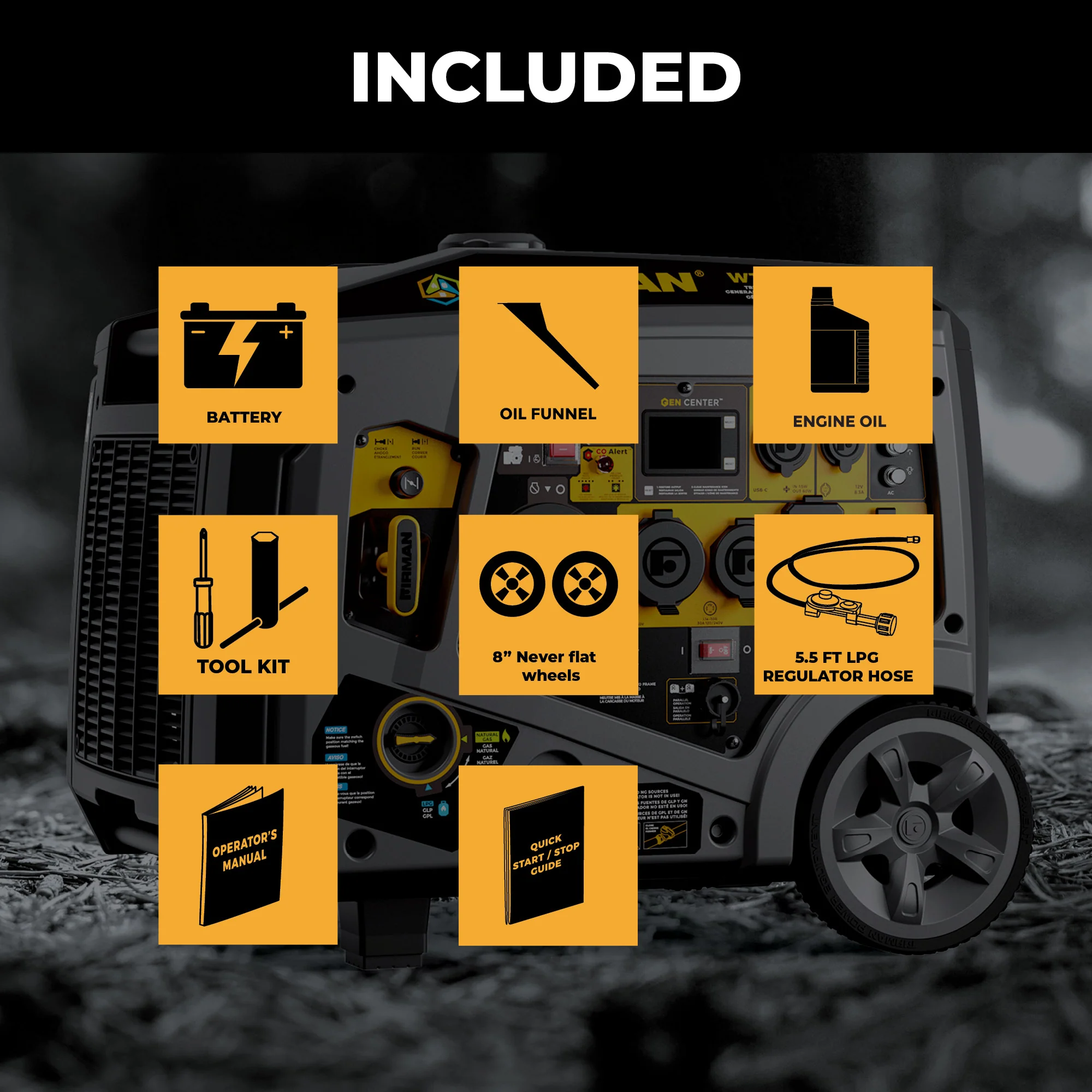 Tri Fuel Inverter Portable Generator 6850W Electric Start With CO Alert - Image 3